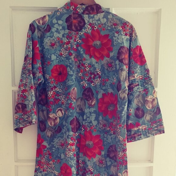 Colorful floral print Japanese inspired maxi dress , length 51" - Picture 2 of 4